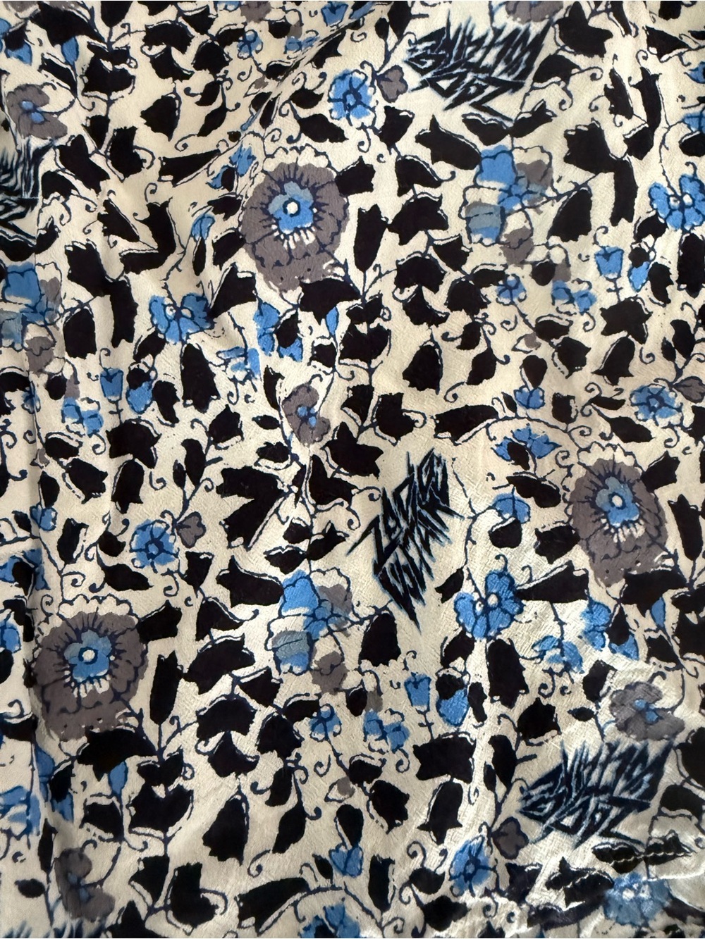 Zadig & Voltaire Blue Black White Floral Button-Up Top - Picture 4 of 6